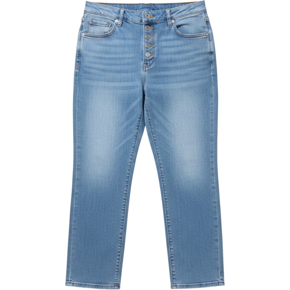 American Eagle High Waisted ButtonFly Straight Leg Jeans Light Wash Blue 24 Long